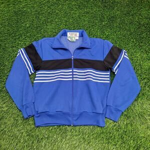 Vintage 90s Winning-Ways MOD Track Jacket Women M 19x23 Blue